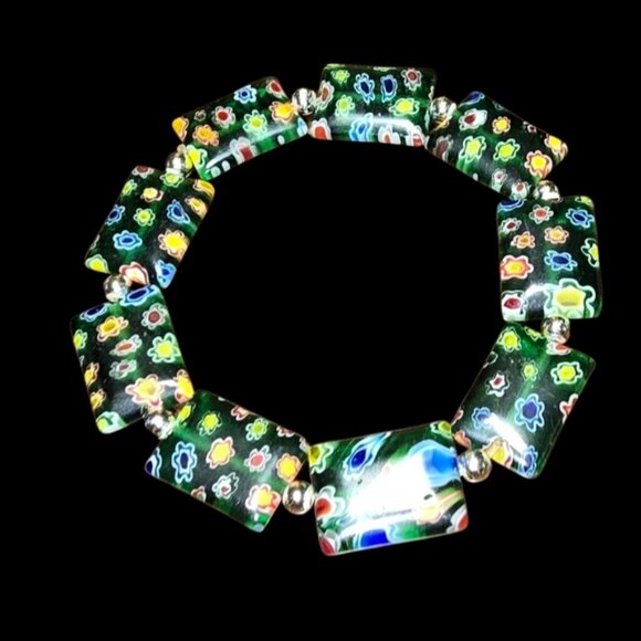 Artisan Glass Floral Beaded 12 Bracelet - Picture 1 of 2